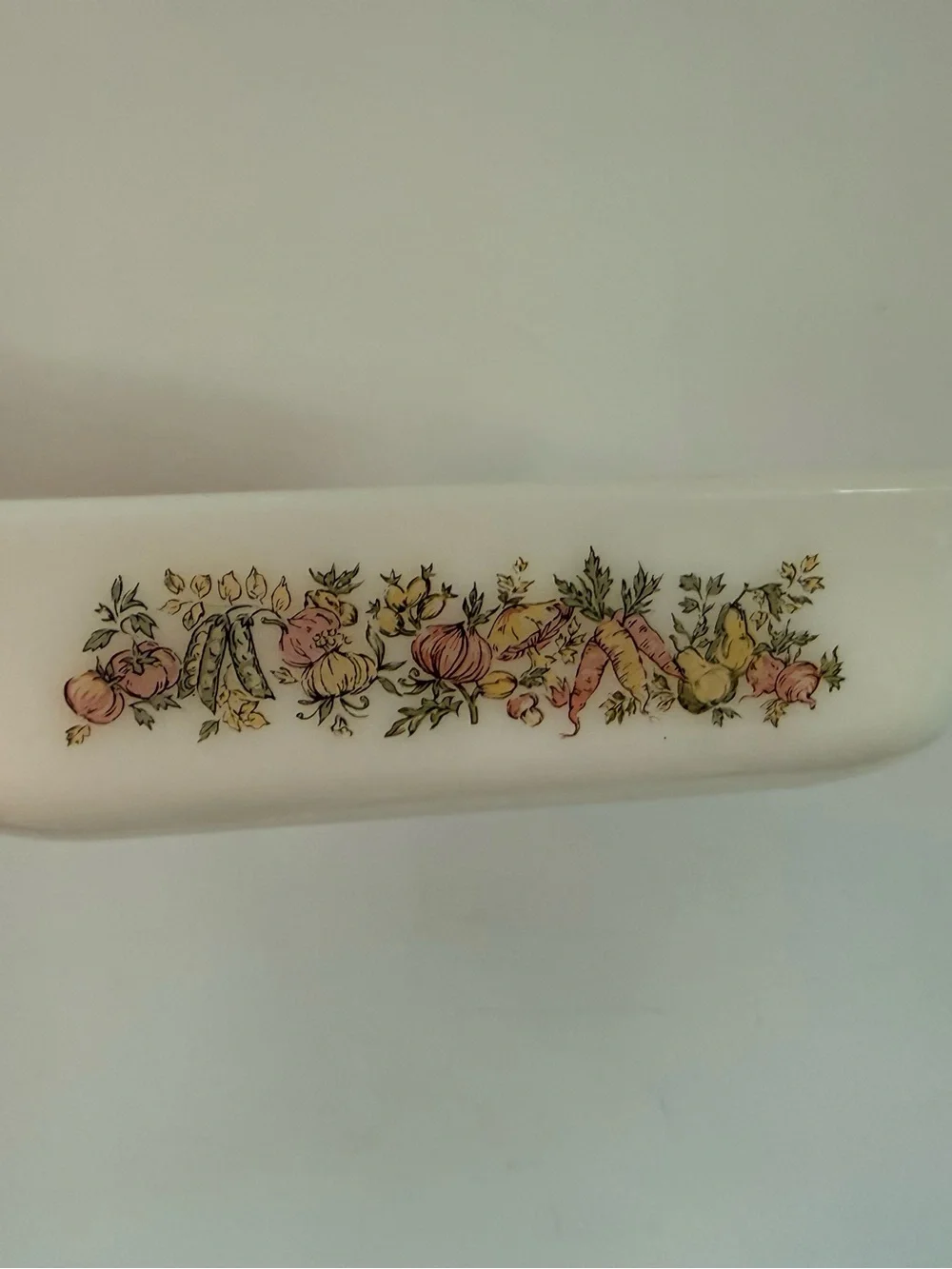Vintage Anchor Hocking 441 Loaf Pan Baking Dish Vegetable Harvest Pattern 5x9